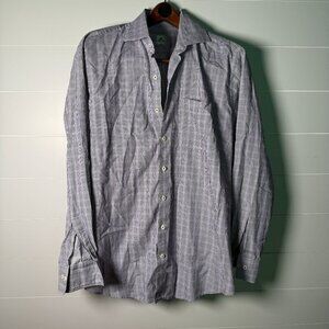 Peter Millar Summer Long Sleeve Button Down Shirt Size Large Purple White Black